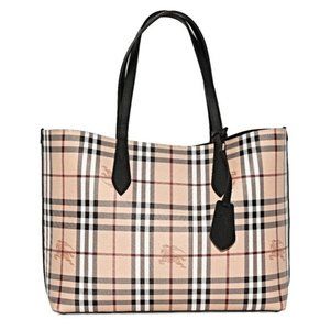 Burberry Tote Black Reversible Haymarket Canvas